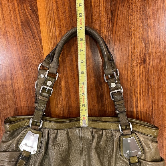 B. MAKOWSKY Leather Purse Shoulder Bag Olive Green Leopard - Picture 12 of 14